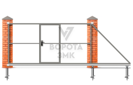 Ворота для забора 2250×2550 с дистанционным открытием ЗМК-7481